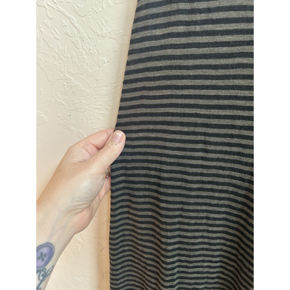 Eileen Fisher Maxi Tank Midi Dress XS 100% Linen Jersey Resort Beach Striped - Picture 5 of 9